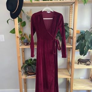 Baltic Born Jada Ribbed Velvet Wrap Dress - Size Small, Color Mulberry